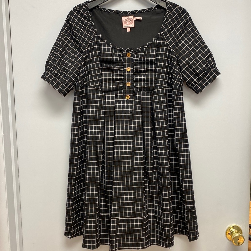 Juicy Couture Plaid Wool Blend Maternity Dress Silk Lined Short Sleeve Size M